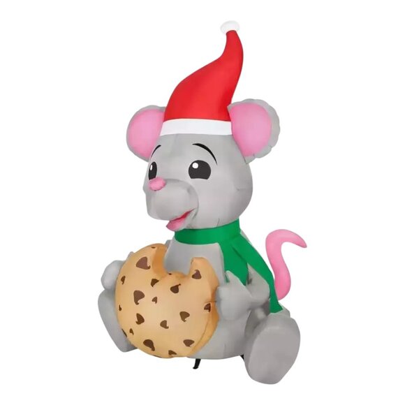 6.5 ft LED Animated Mouse Eating a Cookie Christmas Inflatable Airblown NEW - Picture 8 of 9